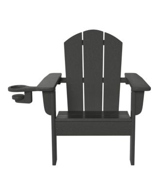 Kids Outdoor HDPE Plastic Adirondack Patio Chairs with Cup Holders (Set of 2)