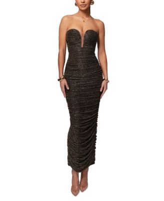 Women's Metallic Mesh Maxi Dress