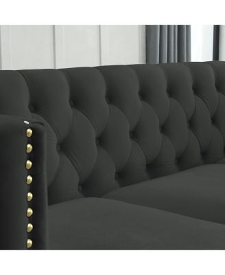 Modern Velvet Sofa Set with Button Tufted Design