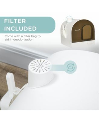 Covered Cat Litter Box with Lid, Tray & Filter - Indoor Cat Litter Pan with Scoop, 17x17x18.5"