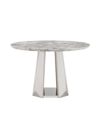 47" Round Faux Marble Stainless Steel Base Dining Table