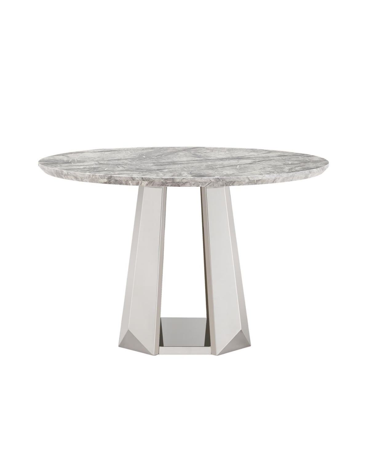 Streamdale Furniture 47" Round Faux Marble Stainless Steel Base Dining Table