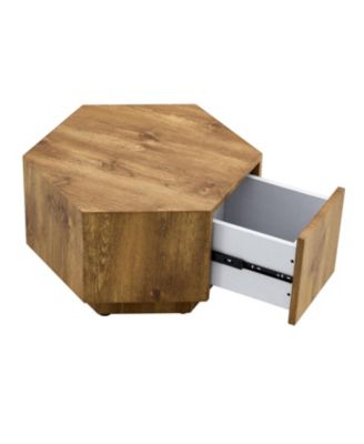 Hexagonal Coffee Table with Drawers