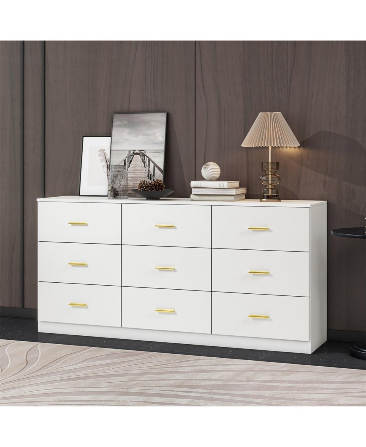 Streamdale Furniture Modern White 9-Drawer Dresser - Ample Storage