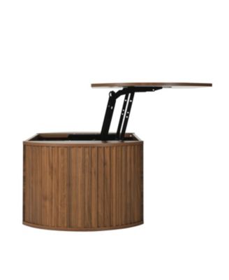 47.2" Lift Top Coffee Table w/ Hidden Compartment, Modern Oval Table