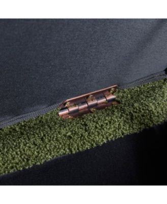  Green Boucle Storage Ottoman with Flip-Top Lid