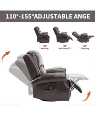 Streamdale Heat Massage Rocker Recliner Chair, Swivel Fabric, Brown