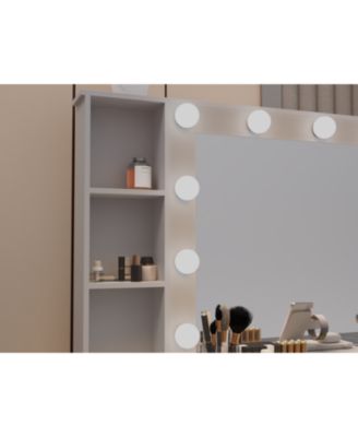 Vanity Desk with Lighted Mirror & Charging Station