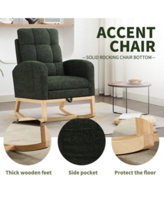 Modern Rocking Chair with Wood Legs & Adjustable Footrest