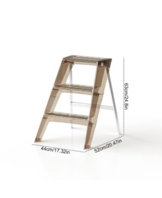 Streamdale Folding Ladder Stool - Brown, Multi-Functional, Anti-Slip