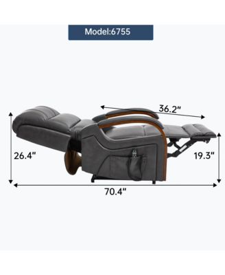 Dark Grey Leatheraire Power Lift Recliner w/ Heat & Massage