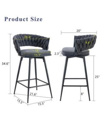 Rotating Stools - Cotton Linen Cushions Black Iron Frame