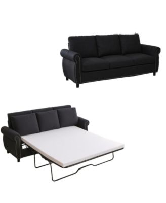 Sleeper Sofa Bed, Pull Out Couch, 3 Seater Sectional, Linen, Dark Gray