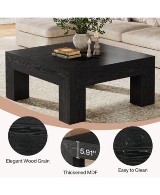 39.4-Inch Square Coffee Table for Living Room, Farmhouse All MDF Accent Center Cocktail Table