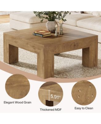 39.4-Inch Square Coffee Table for Living Room, Farmhouse All MDF Accent Center Cocktail Table