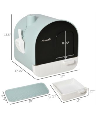 Green Covered Cat Litter Box with Lid - Includes Removable Tray, 17" x 17" x 18.5" for Indoor Cat