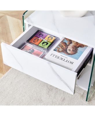 Streamdale Glass and MDF Bedside Table with Drawers