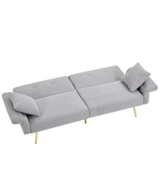 Teddy Upholstered Loveseat Sofa Bed with Adjustable Back - Grey