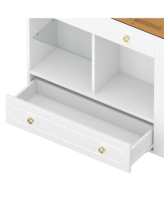Closet Island with Drawers, Glass Top, Shelves, Jewelry Storage - White