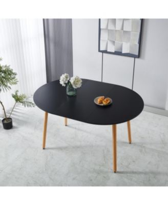 Extensible Black Table- Wood Leg, MDF Top
