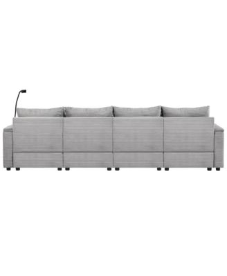 123" Modern Sectional Sofa w/ Storage, Ottomans, USB, Cup & Phone Holders - Grey