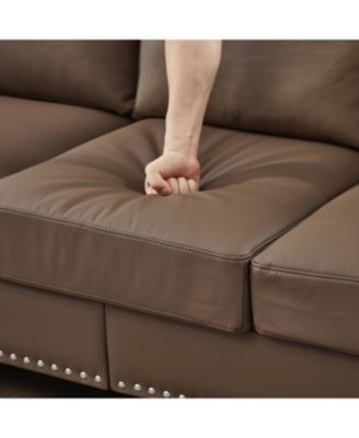 83" Modern Classic Brown Leather Sofa