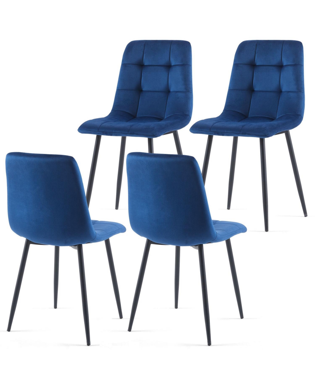 Streamdale Furniture Streamdale Blue Velvet Dining Chairs Set of 4,Modern Kitchen Dining Room Chairs