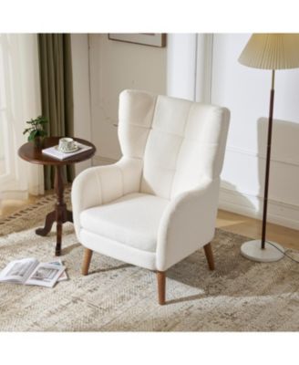 Streamdale White Teddy Fabric Accent Chair