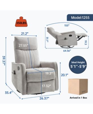 Streamdale Light Grey Heat Massage Rocker Swivel Recliner