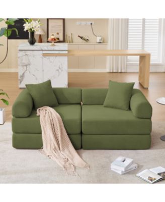Modular Corduroy Sofa Bed - Green