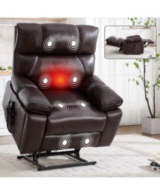 Streamdale Brown Leatheraire Power Lift Recliner with Heat & Massage