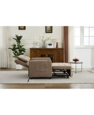 3-in-1 Convertible Sleeper Chair Bed with USB & Pocket - Linen Camel