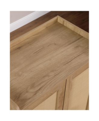 Streamdale Rattan Door Shoe Cabinet - 5-Tier Wooden Shoe Rack Organizer