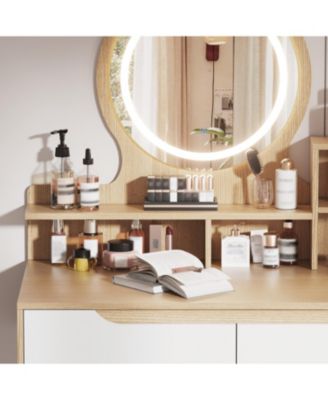 Streamdale Lighted Vanity Desk with 3 Adjustable Mirror and 4 Drawers