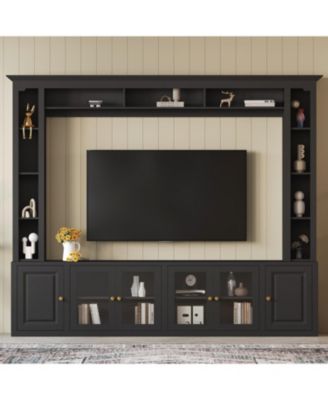 Modern Entertainment Center Wall Unit - 80" TV Stand, Black