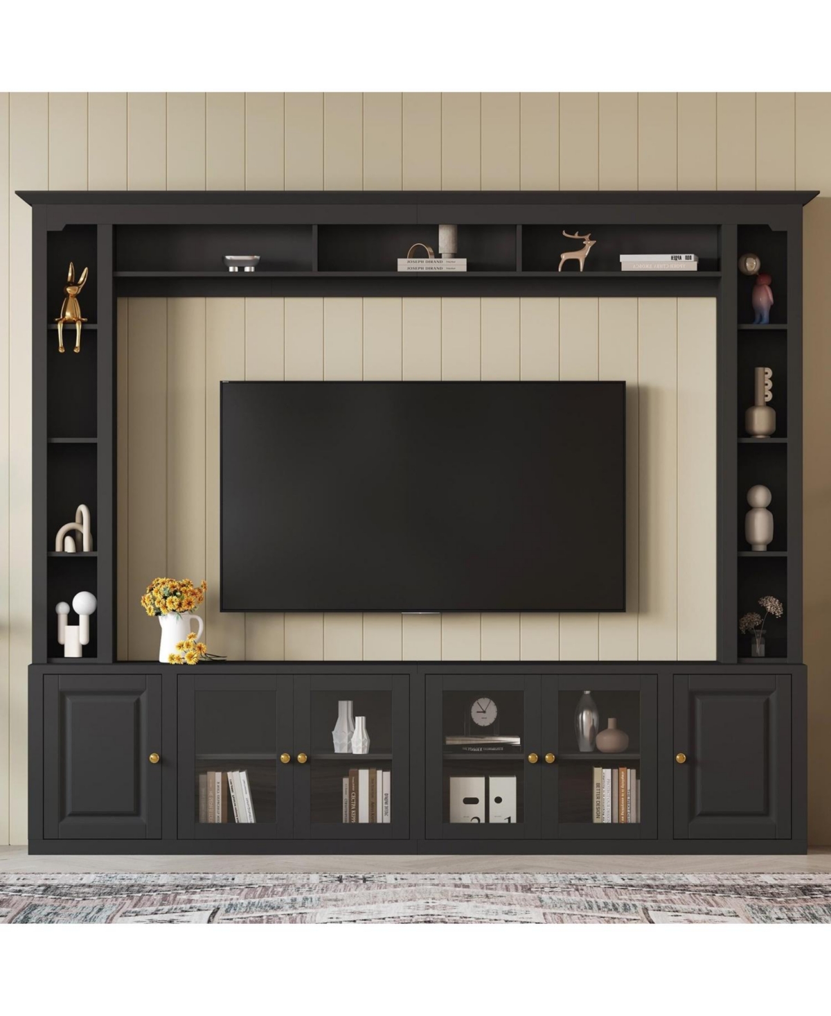 Streamdale Furniture Modern Entertainment Center Wall Unit - 80" Tv Stand, Black