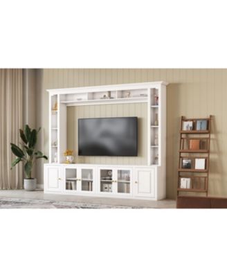 Modern Entertainment Center Wall Unit - 80" TV Stand, Black