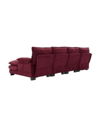 U Shaped Cloud Couch, 110" Chenille Sectional Sofa with Double Chaise