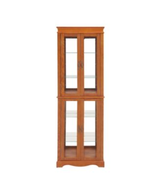Streamdale Lighted Glass Curio Cabinet - Wood Frame, Oak
