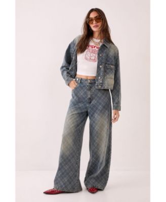 Women's Denim Distressed Straight Leg Jeans