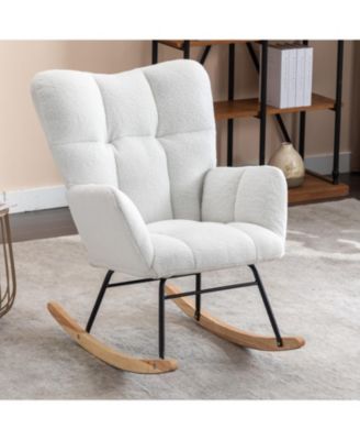 Teddy Fabric Rocking Gilder Nursery Chair for Living Room Indoor