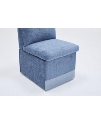 Linen Upholstered Armless Dining Chair with Storage