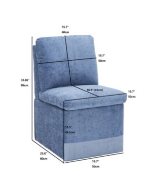 Linen Upholstered Armless Dining Chair with Storage