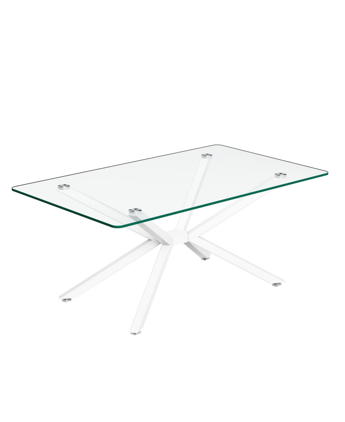 Streamdale Furniture Rectangle Clear Glass Coffee Table with Metal Legs