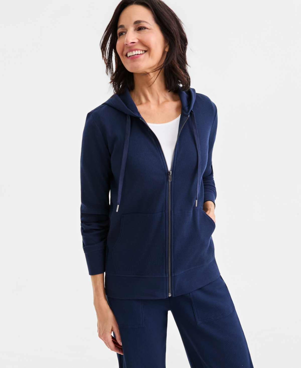 Style & Co Women's Waffle-Knit Full-Zip Hoodie, Macy's Exclusive