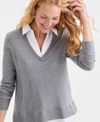 Women's Two-Fer V-Neck Sweater