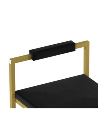 Velvet Counter Stools Set of 2, Low Back, Gold & Black