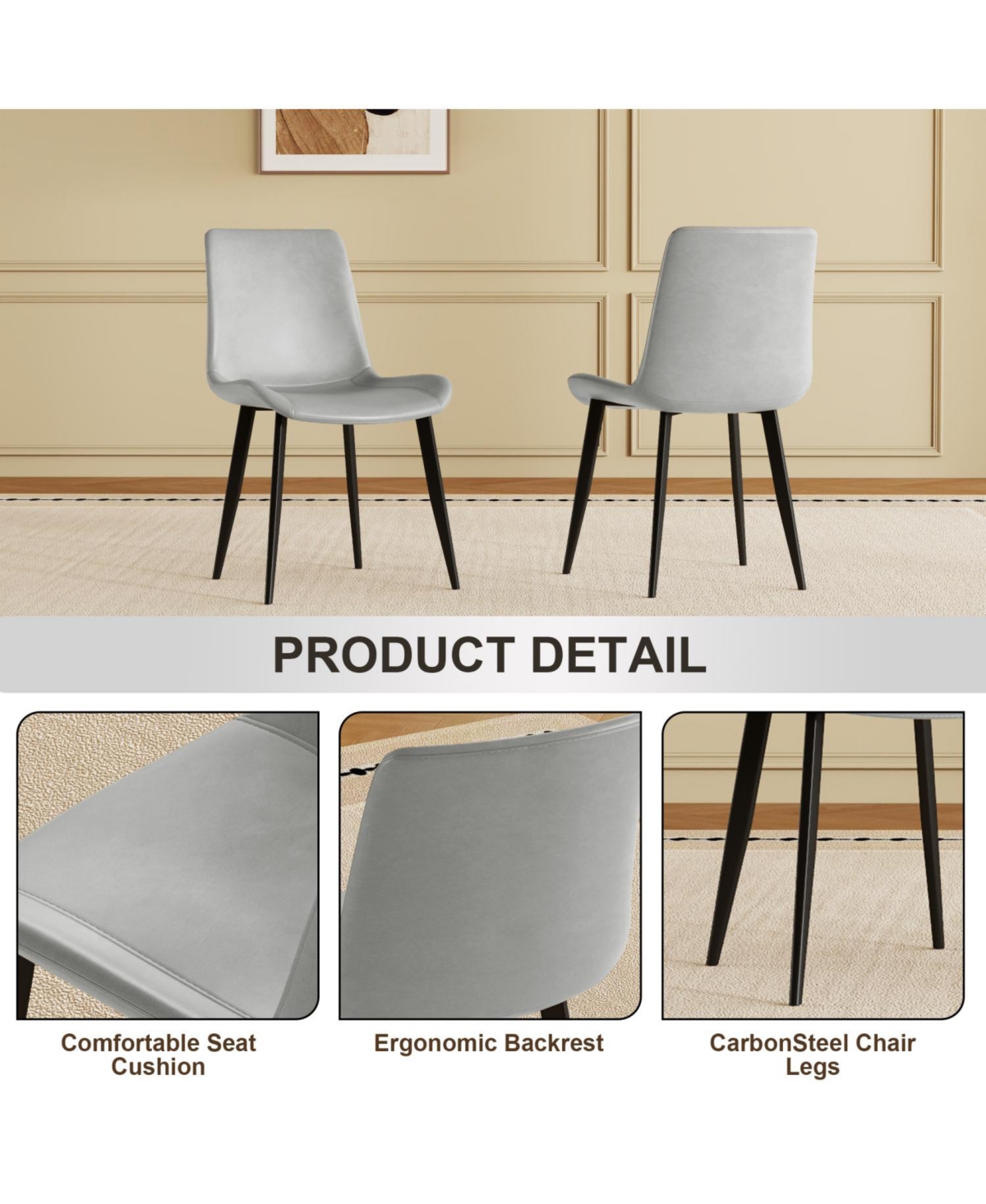 Streamdale Furniture Floral Pu Leather Dining Chairs Set of 4
