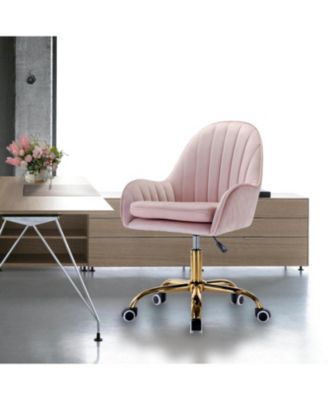 Velvet Home Office Chair with Wheels and Side Arms