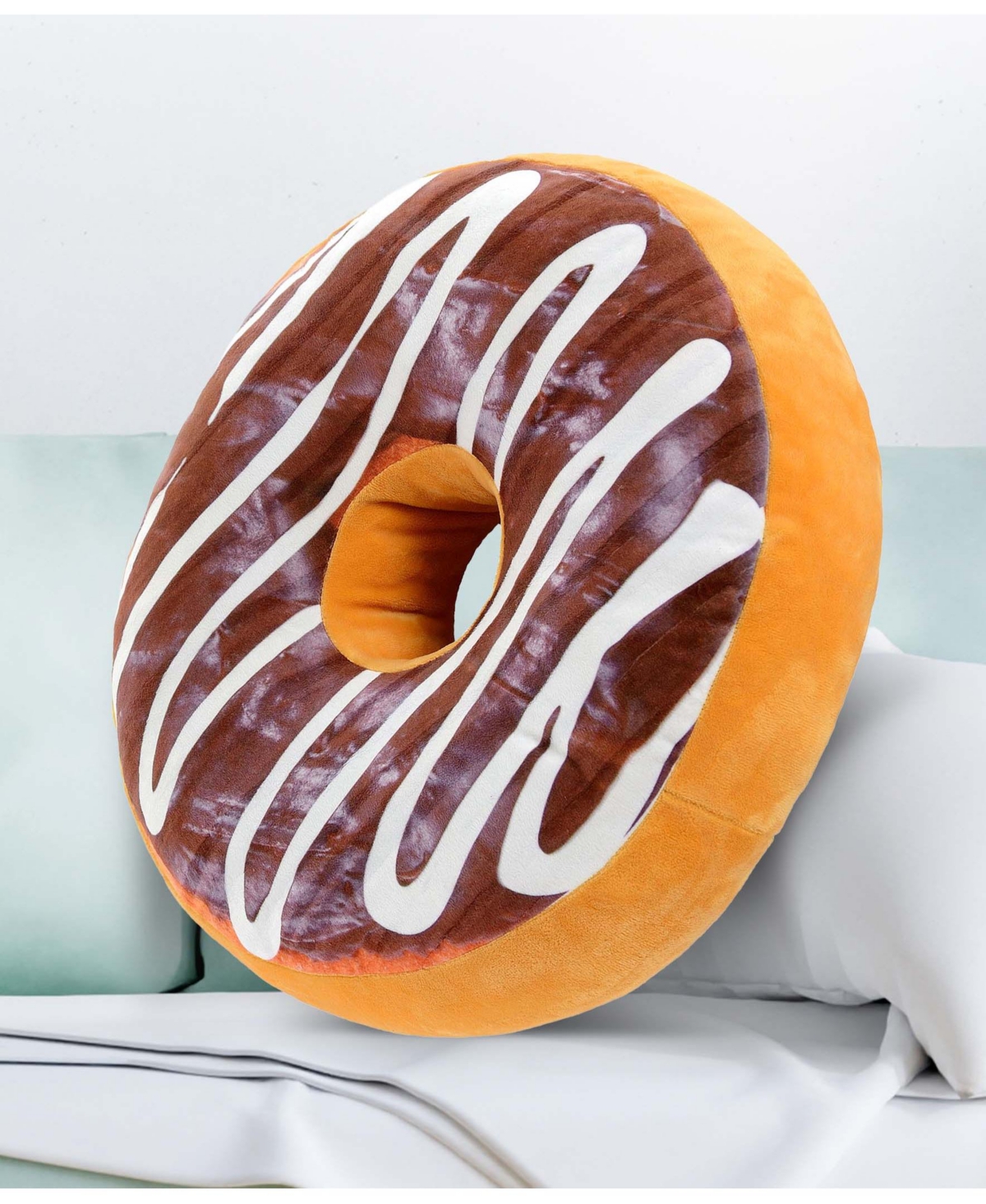 Cheer Collection Reversible Photoreal Donut Decorative Pillow, 16" Round